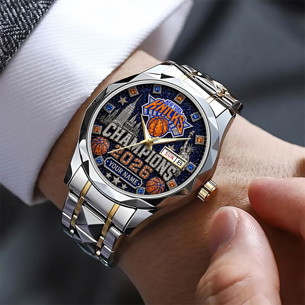 Personalized New York Knicks NBA Finals Champions 2026 Alloy Luxury Quartz Watch - TANTN23968