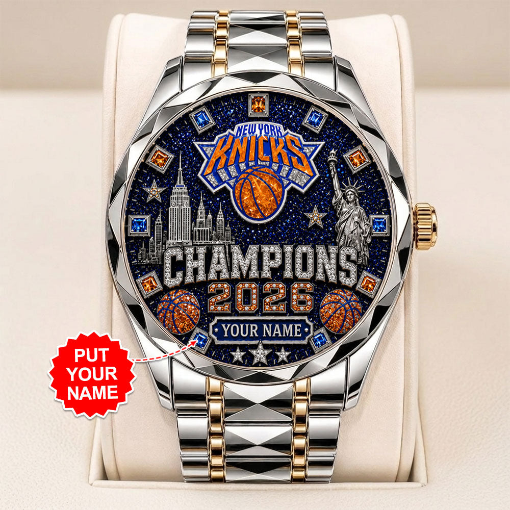 Personalized New York Knicks NBA Finals Champions 2026 Alloy Luxury Quartz Watch - TANTN23968