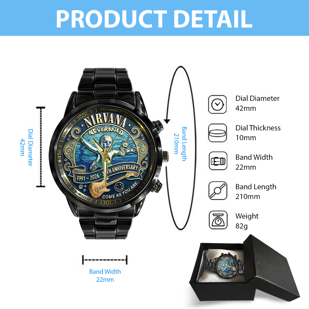 Nirvana x Nevermind 35th Anniversary Black Stainless Steel Watch - TANTN20047