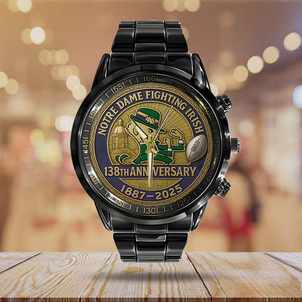 Notre Dame Fighting Irish Football 138th Anniversary 2025 Black Stainless Steel Watch - TANTN16142