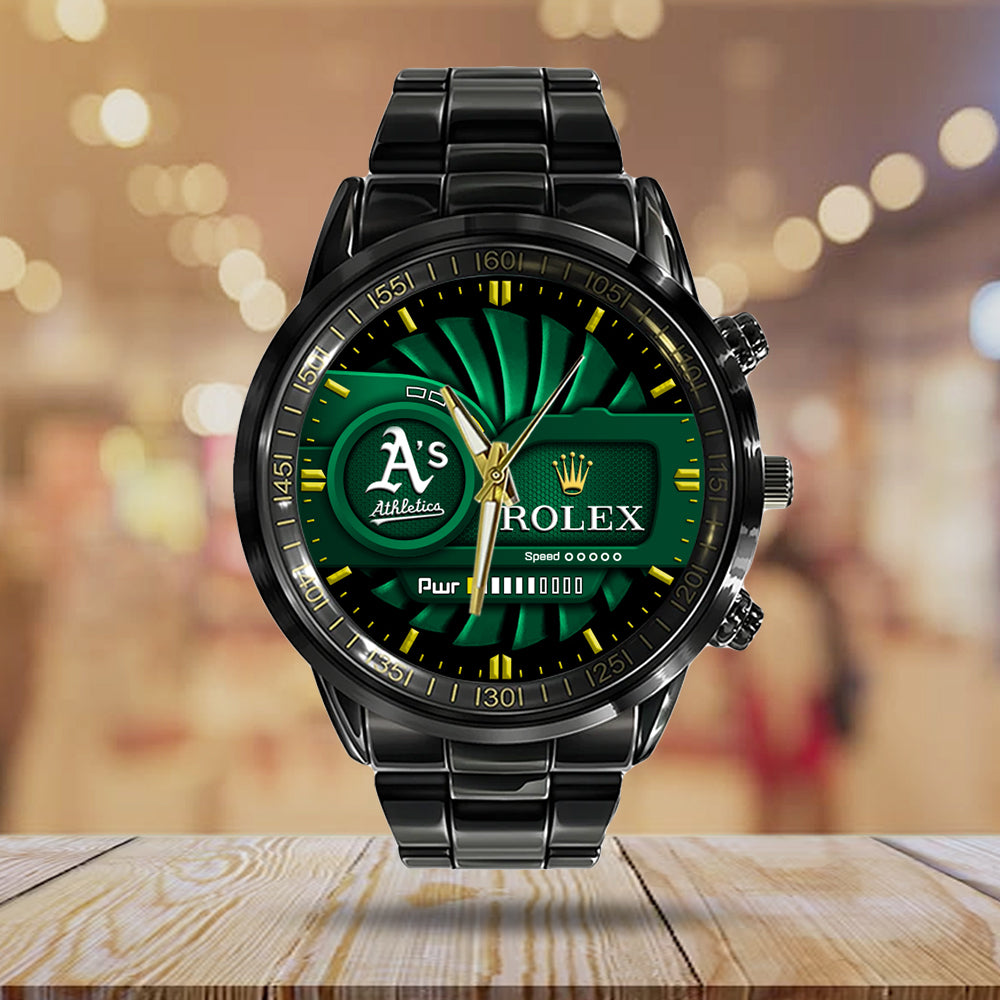Oakland Athletics Black Stainless Steel Watch - MAITM13442