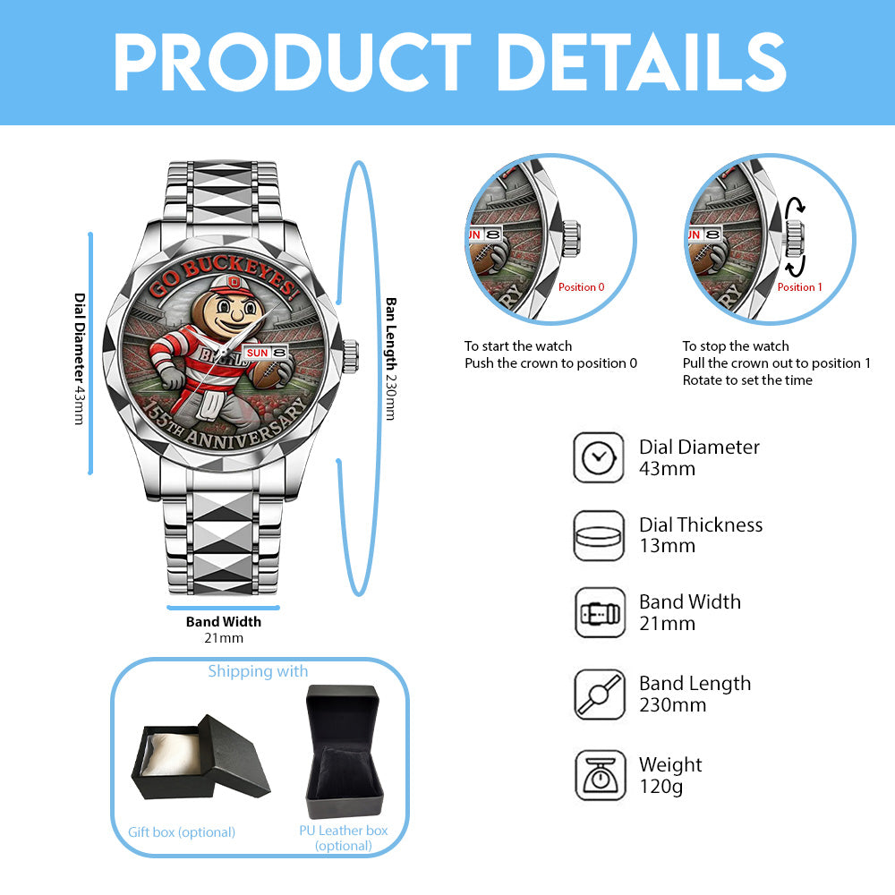 Ohio State Buckeyes Football Alloy Luxury Quartz Watch - TANTN15607