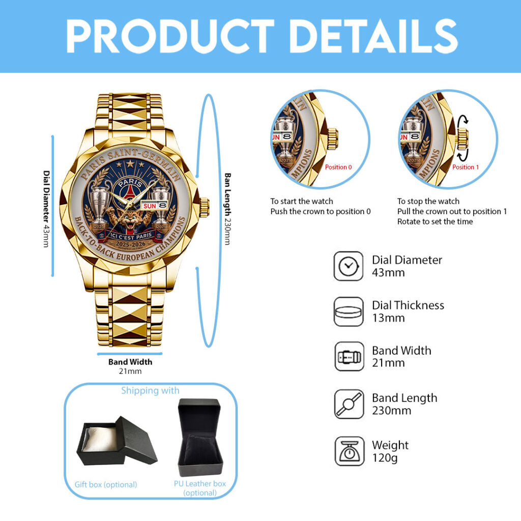 Paris Saint-Germain Champions of Europe 25/26 Alloy Luxury Quartz Watch - TANTN23313