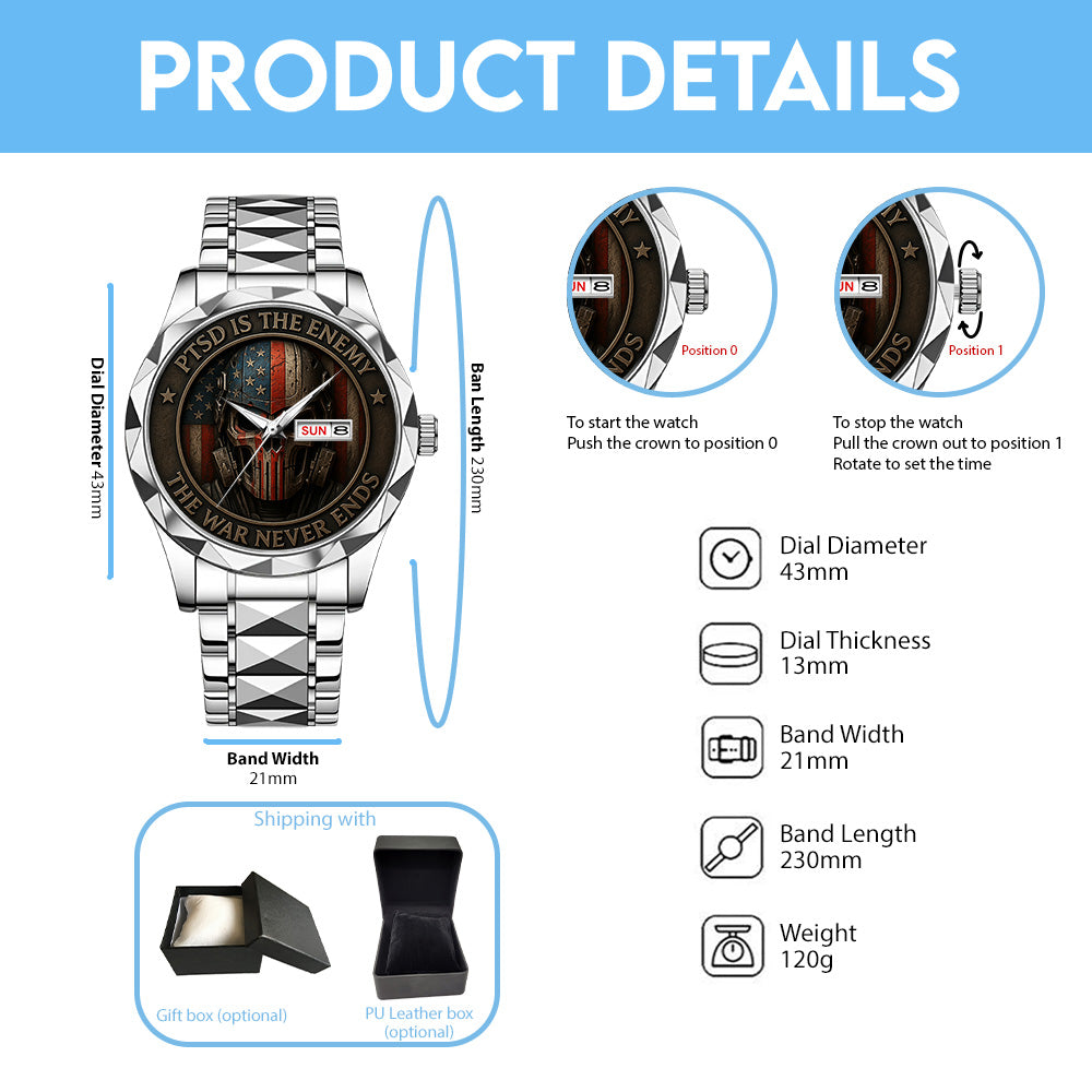 PTSD Awareness Veterans Alloy Luxury Quartz Watch - TANTN15627