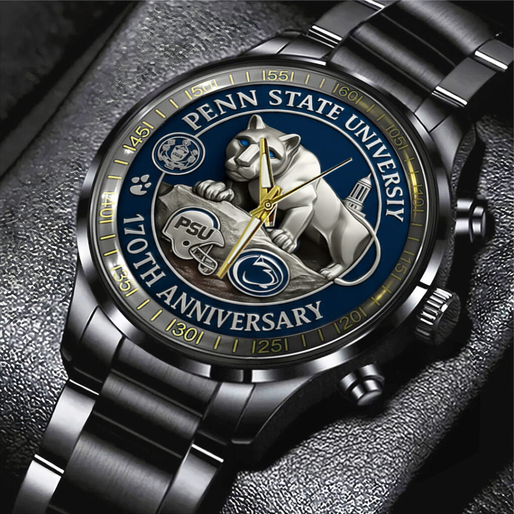 Penn State Nittany Lions Football 170th Anniversary 2025 Black Stainless Steel Watch - TANTN16149