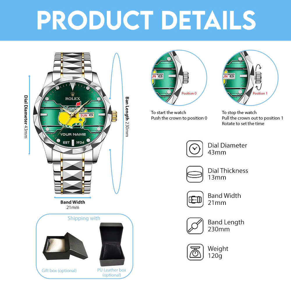 Personalized Masters Tournament x Rolex Alloy Luxury Quartz Watch - MAITM15090