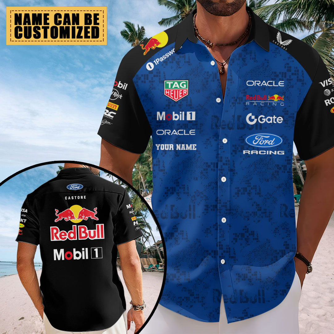 Personalized Red Bull Racing Short Sleeve Button-Down Shirt – TMTHU3482