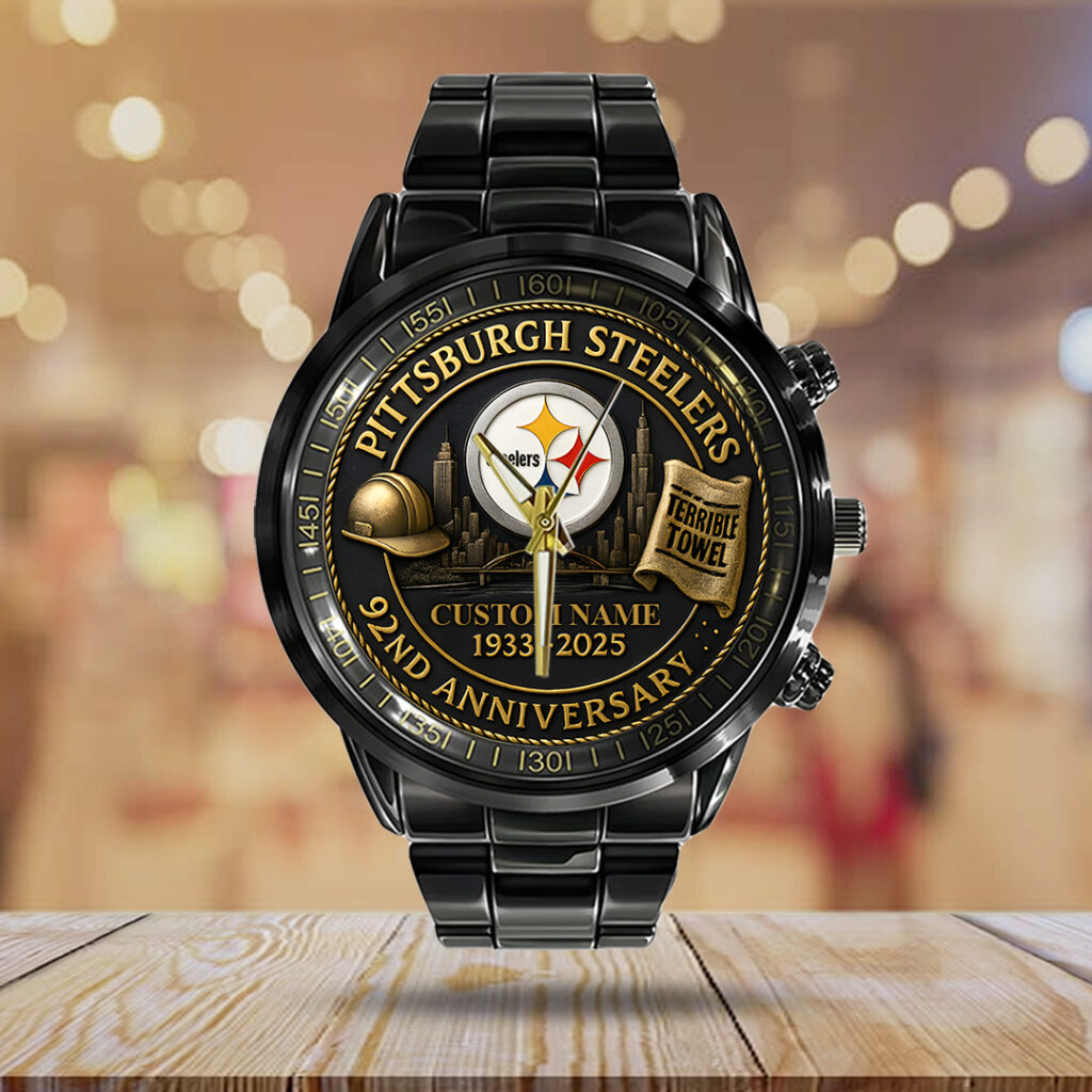 Personalized Pittsburgh Steelers 92nd Anniversary 2026 Black Stainless Steel Watch - TANTN16135