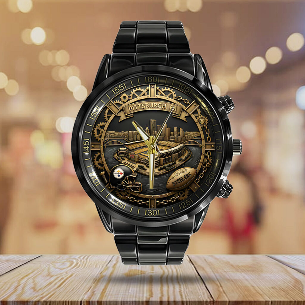 Pittsburgh Steelers 93rd Anniversary Black Stainless Steel Watch - TANTN20017