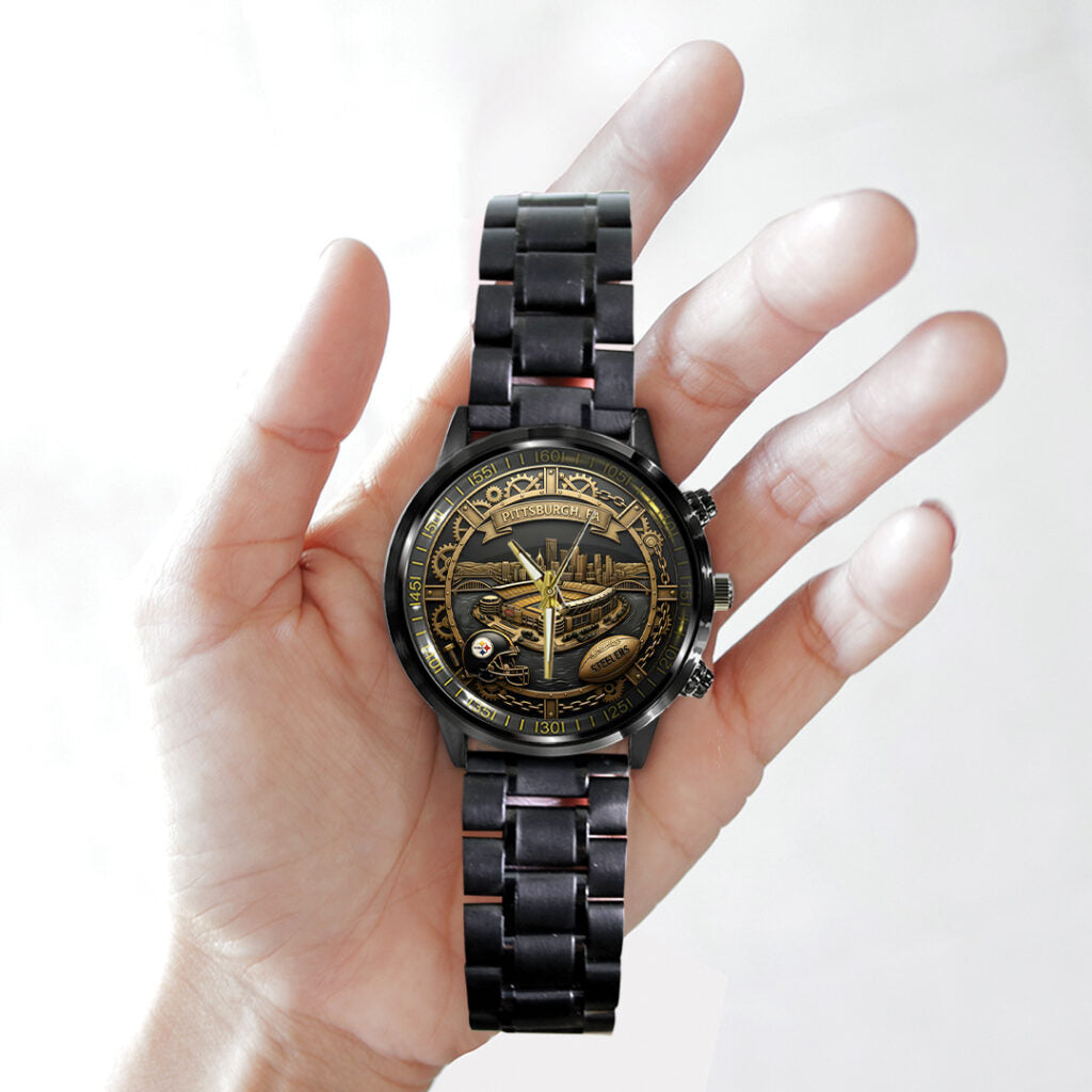 Pittsburgh Steelers 93rd Anniversary Black Stainless Steel Watch - TANTN20017