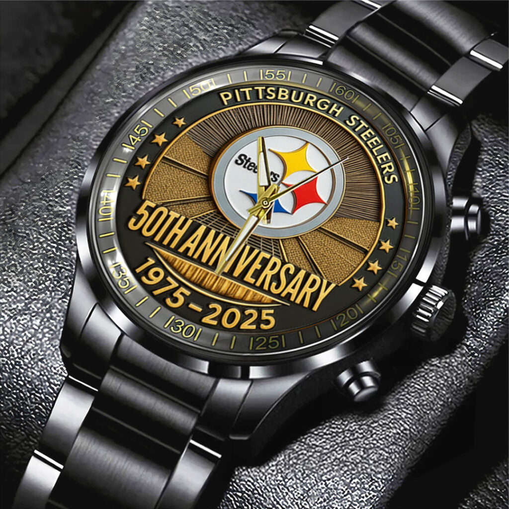 Pittsburgh Steelers The Terrible Towel 2025 Black Stainless Steel Watch - TANTN16139