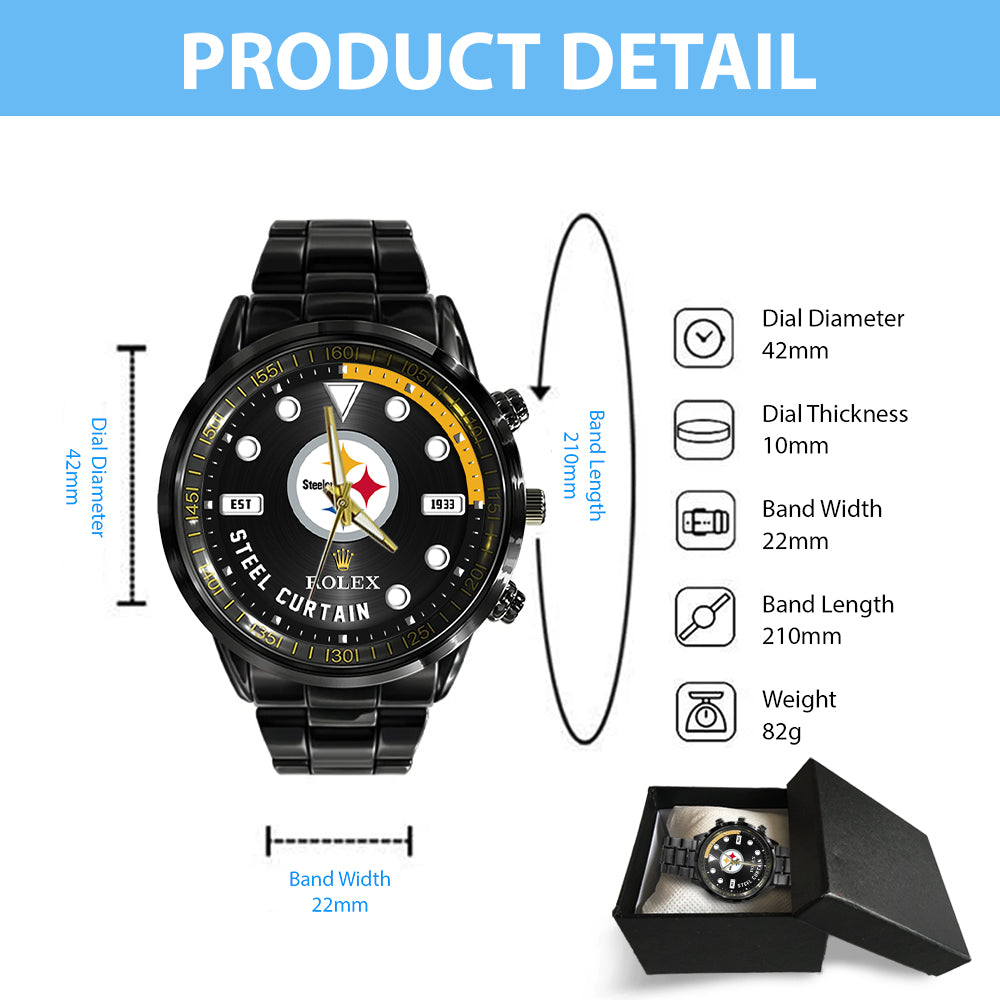 Pittsburgh Steelers x Rolex Black Stainless Steel Watch - MAITM13245