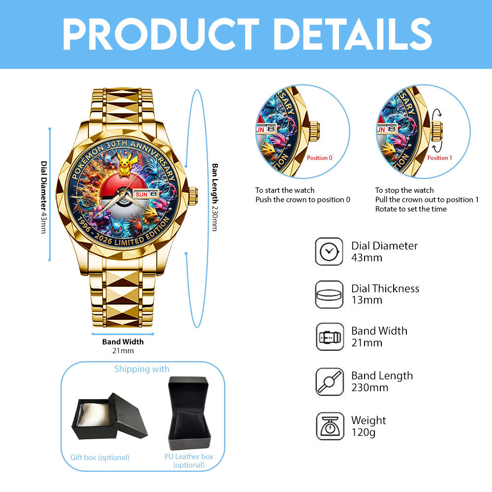 Pokemon 30th Anniversary 2026 Alloy Luxury Quartz Watch - TMTHU3781
