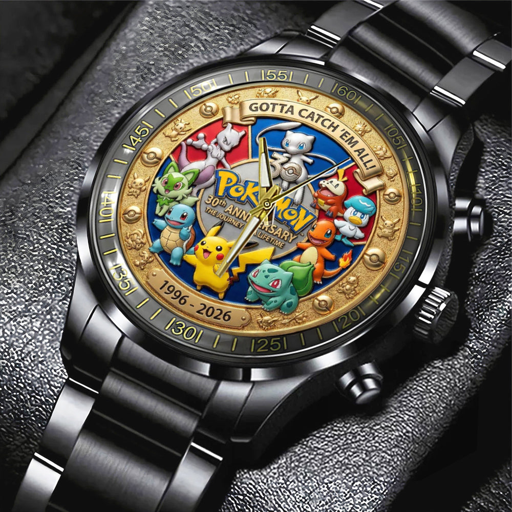 Pokemon 30th Anniversary 2026 Black Stainless Steel Watch - VANDH5080