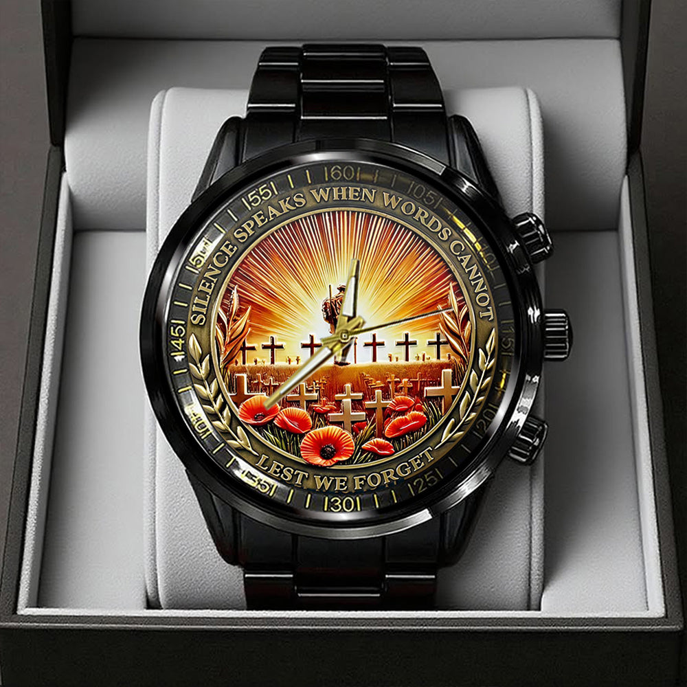 Poppy Remembrance Military Black Stainless Steel Watch - TANTN18442