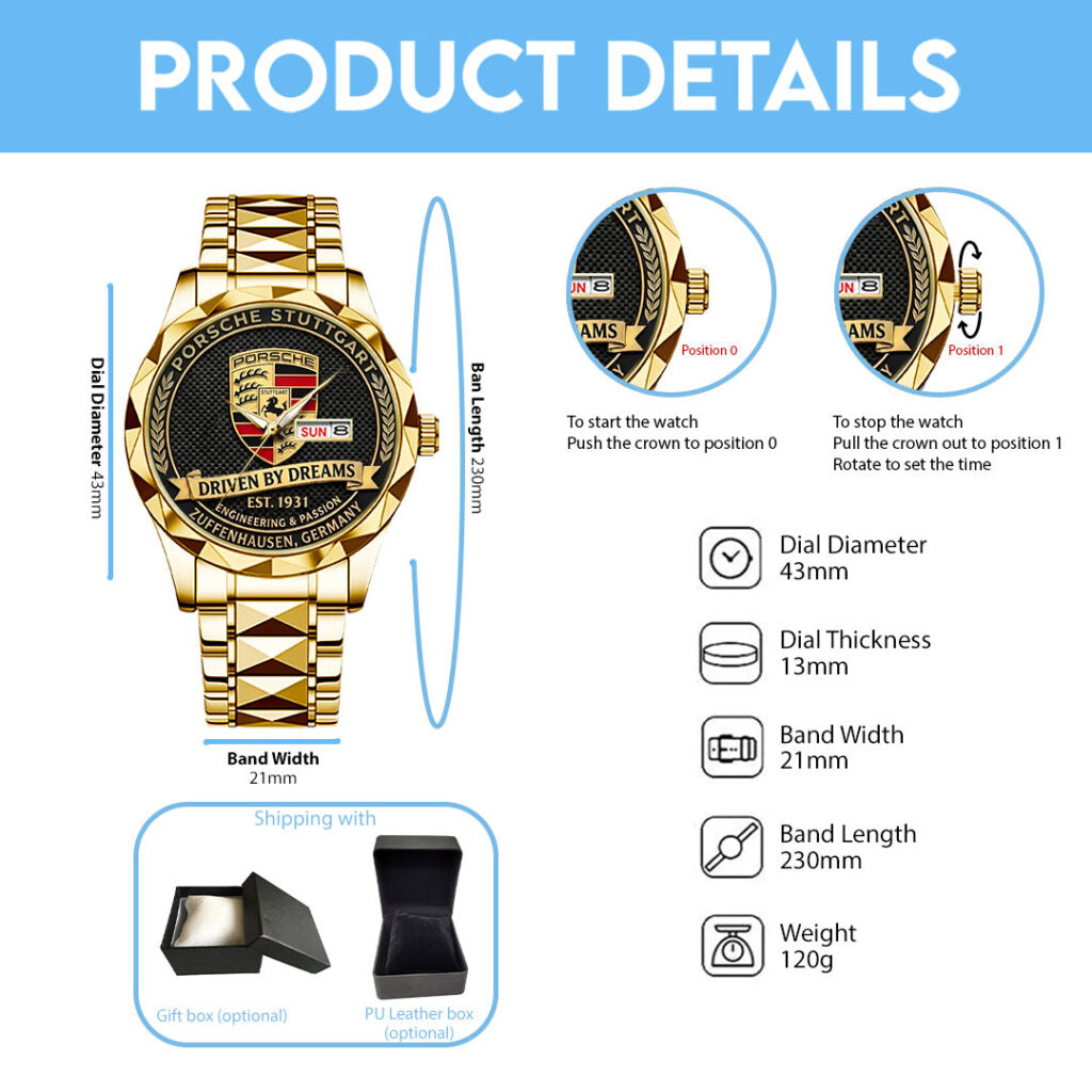 Porsche Stuttgart Alloy Luxury Quartz Watch - TANTN20823