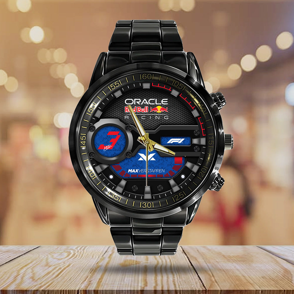 Red Bull Racing x Max Verstappen Black Stainless Steel Watch - GNE5223