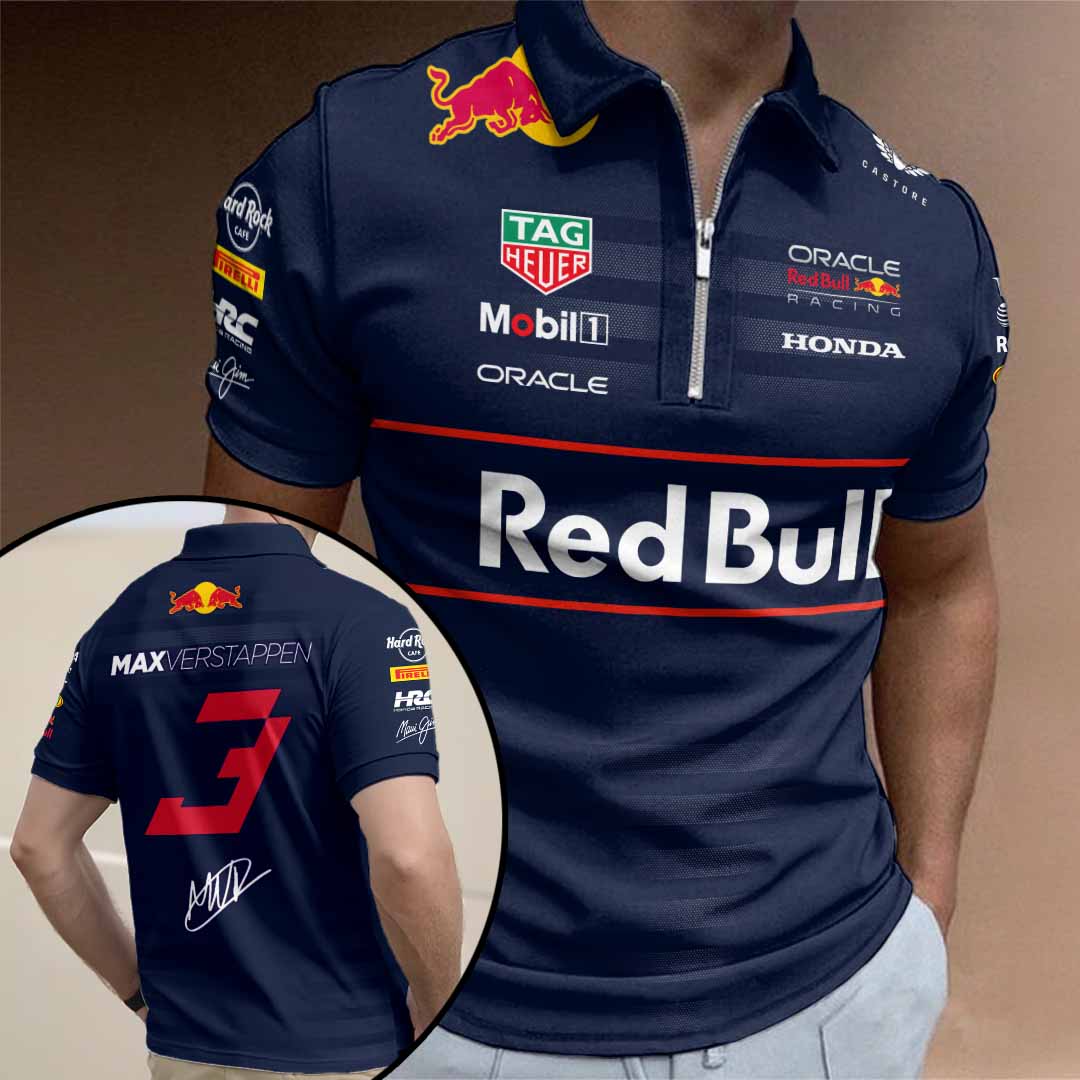 Red Bull Racing x Max Verstappen Zip Polo Shirt – HOATT15427