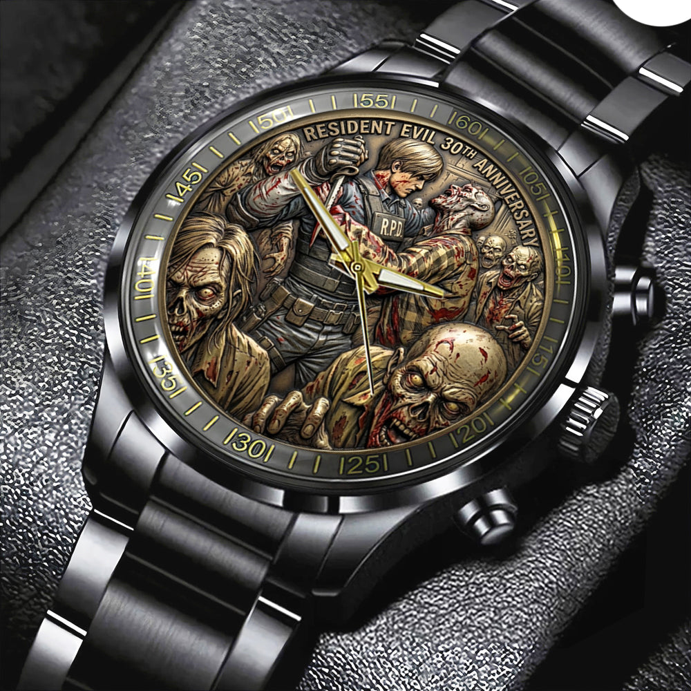 Resident Evil 30th Anniversary Black Stainless Steel Watch - TMTHU4498