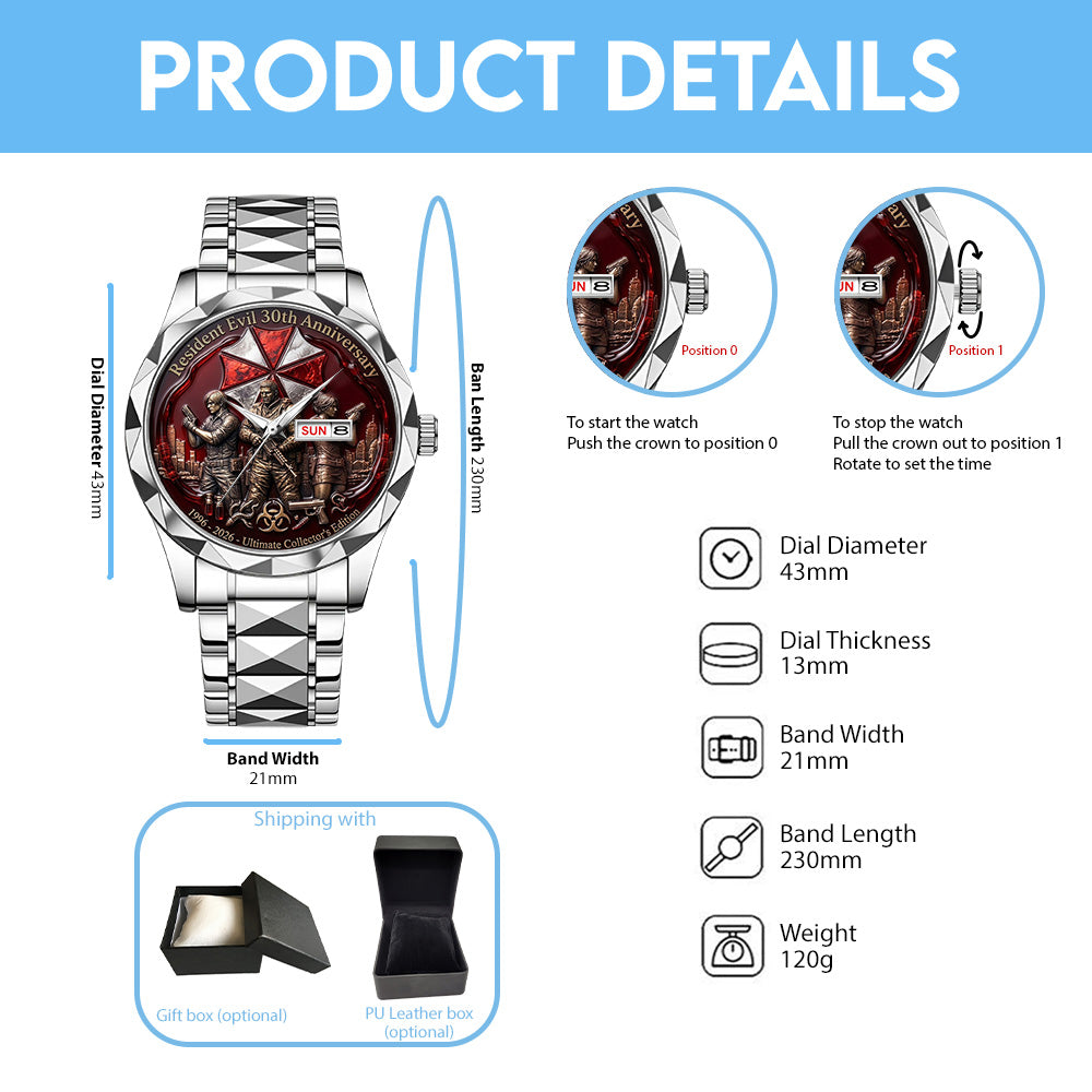 Resident Evil 30th Anniversary Alloy Luxury Quartz Watch - GNE5501