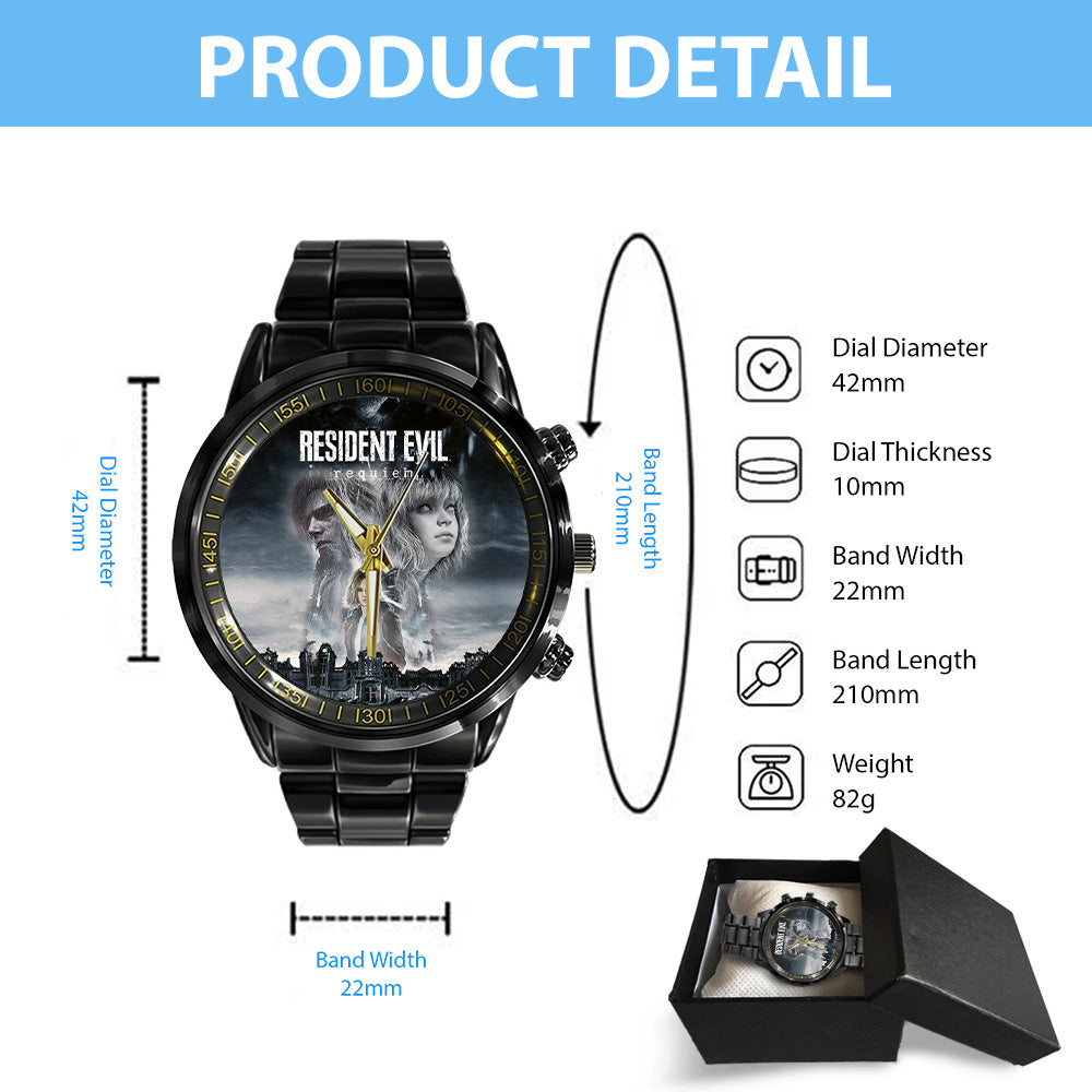 Resident Evil Requiem Black Stainless Steel Watch - GNE5340