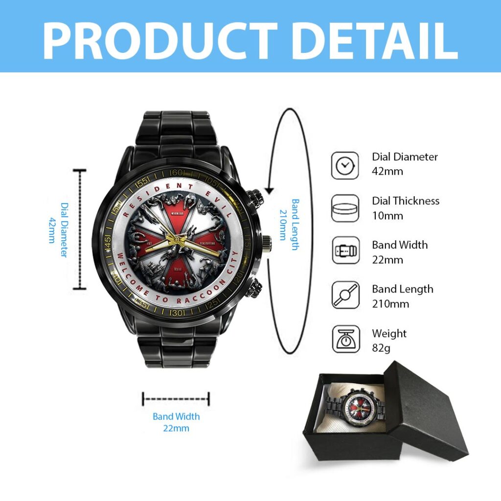 Resident Evil Requiem Black Stainless Steel Watch - HOATT16552