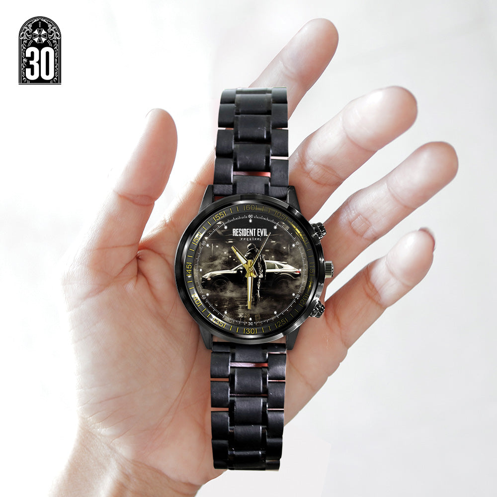 Resident Evil Requiem x Leon Scott Kennedy Black Stainless Steel Watch - GNE5477