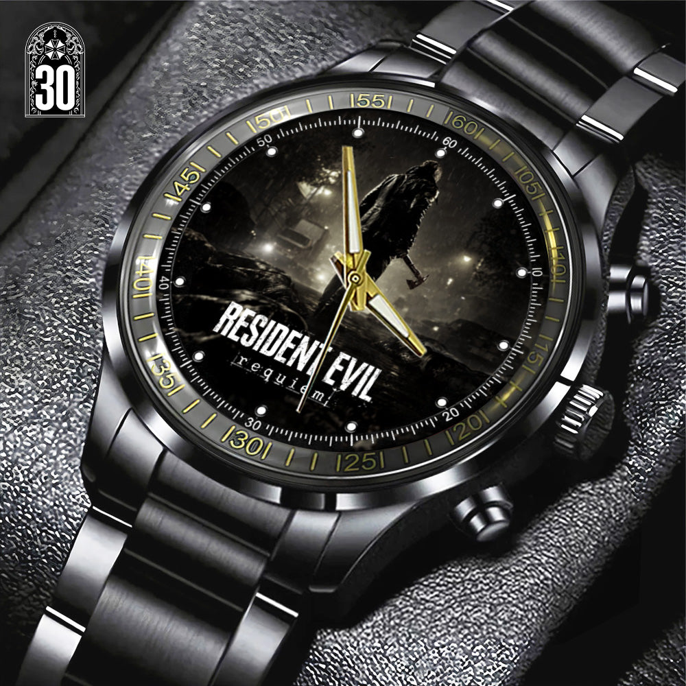 Resident Evil Requiem x Leon Scott Kennedy Black Stainless Steel Watch - GNE5475