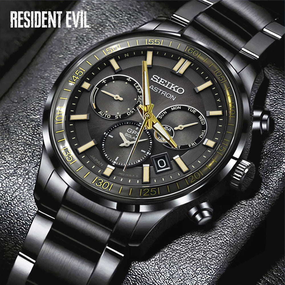 Resident Evil x Leon Scott Kennedy Black Stainless Steel Watch - GNE5860