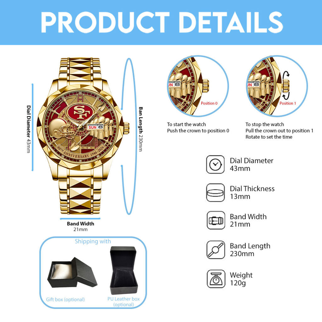 San Francisco 49ers 80th Anniversary Alloy Luxury Quartz Watch - MAITM14480
