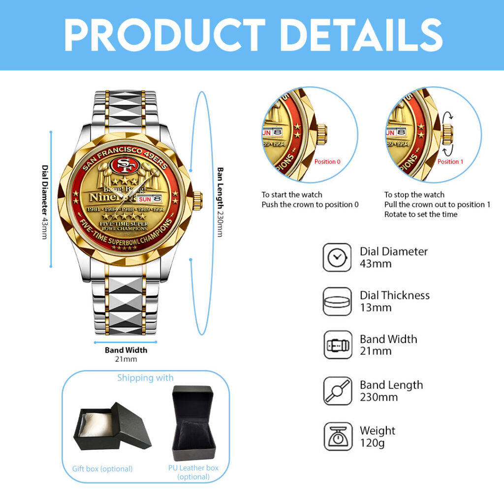 San Francisco 49ers Alloy Luxury Quartz Watch - HOATT16006