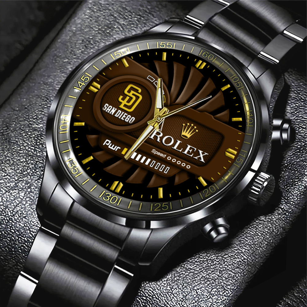 San Diego Padres Black Stainless Steel Watch - MAITM13445