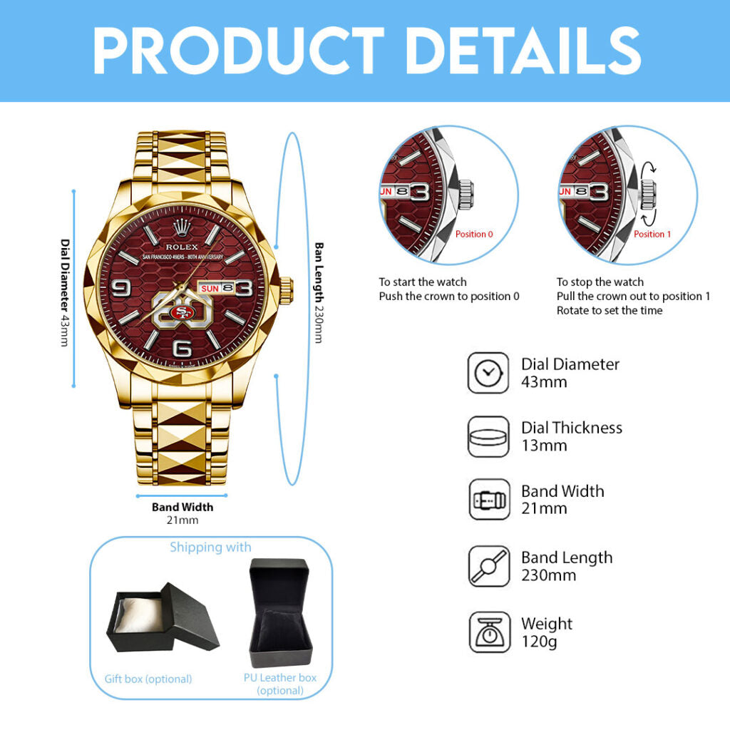 San Francisco 49ers 80th Anniverasry Alloy Luxury Quartz Watch - TMTHU3896