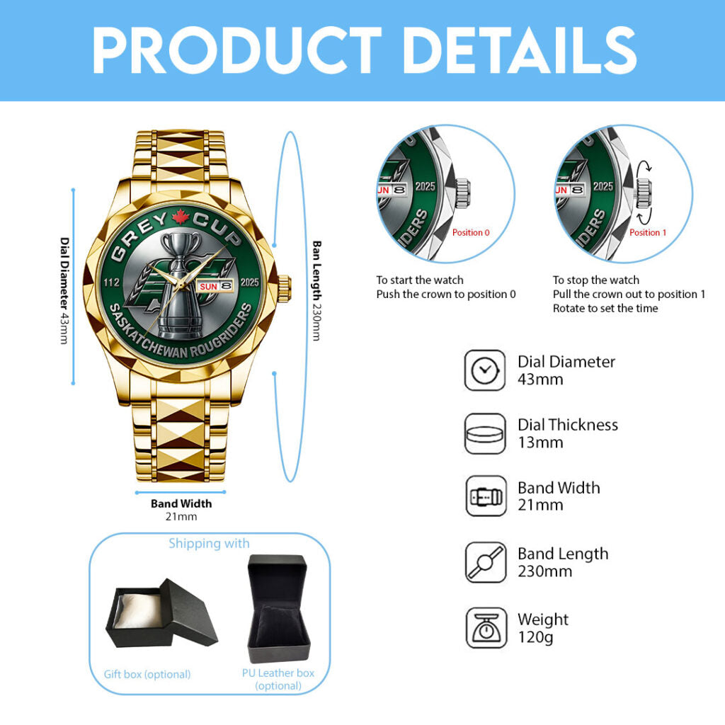 Saskatchewan Roughriders Alloy Luxury Quartz Watch - TMTHU2298