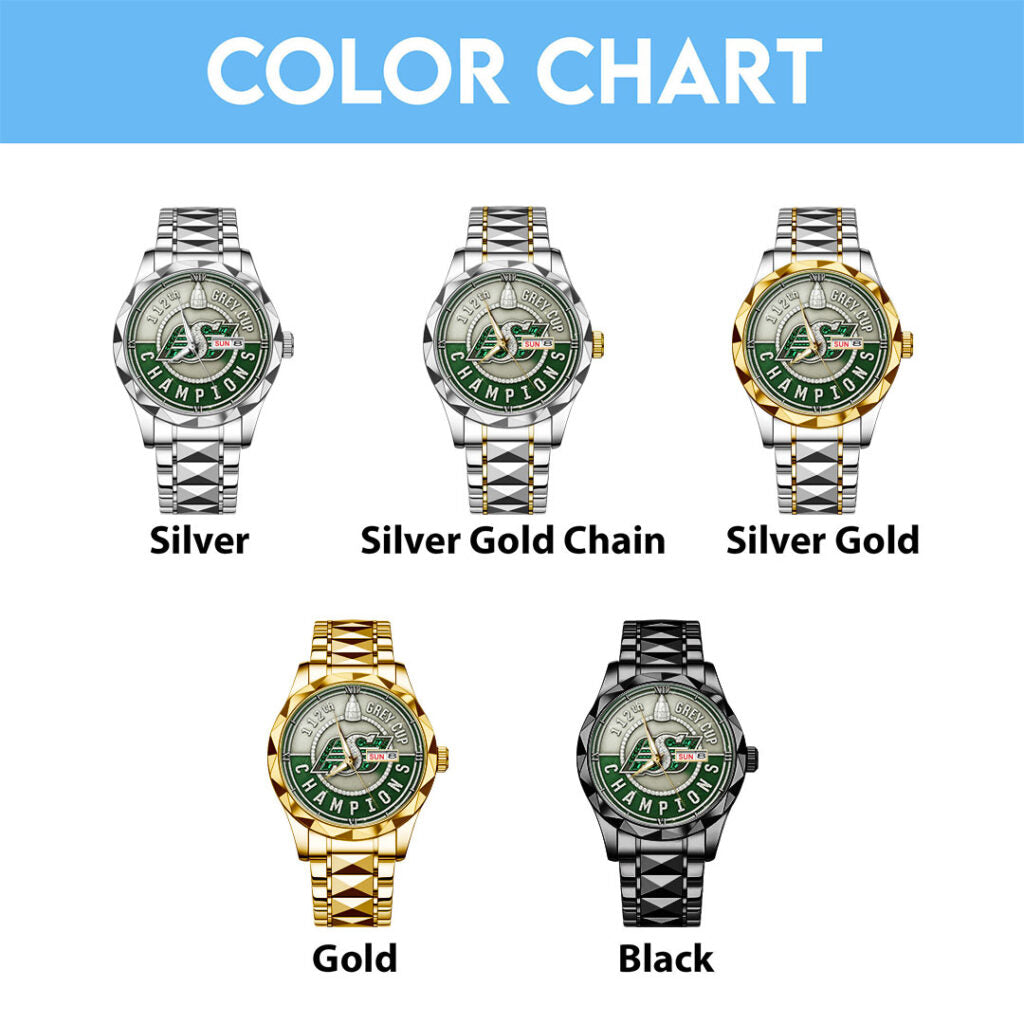 Saskatchewan Roughriders 2025 Grey Cup Champions Alloy Luxury Quartz Watch - TMTHU2347