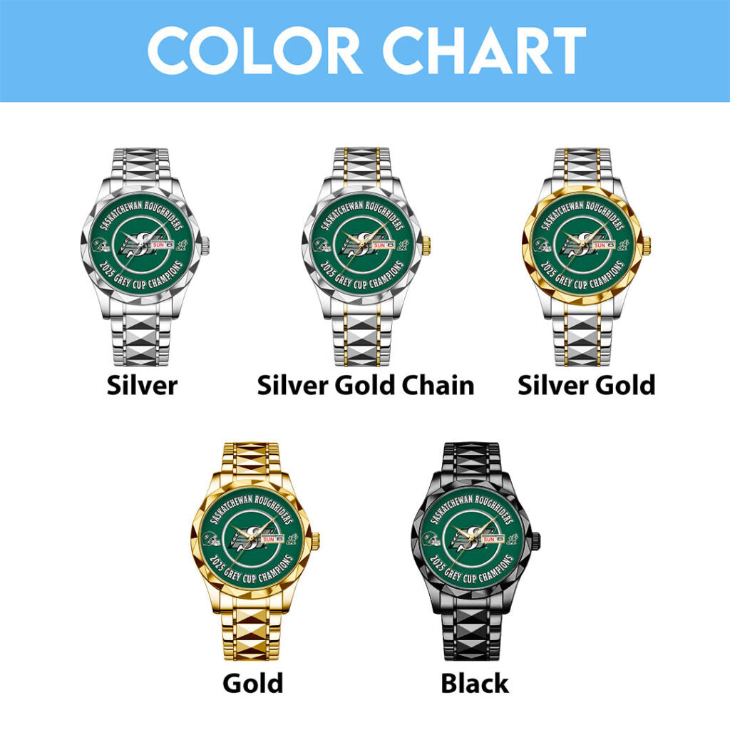 Saskatchewan Roughriders 2025 Grey Cup Champions Alloy Luxury Quartz Watch - TMTHU2236