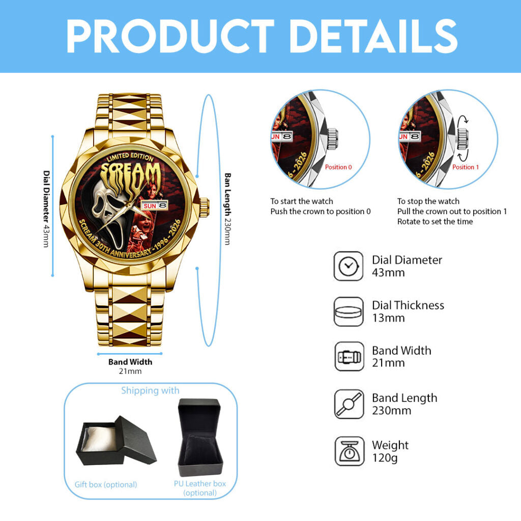 Scream 30th Anniversary Alloy Luxury Quartz Watch - TMTHU3724