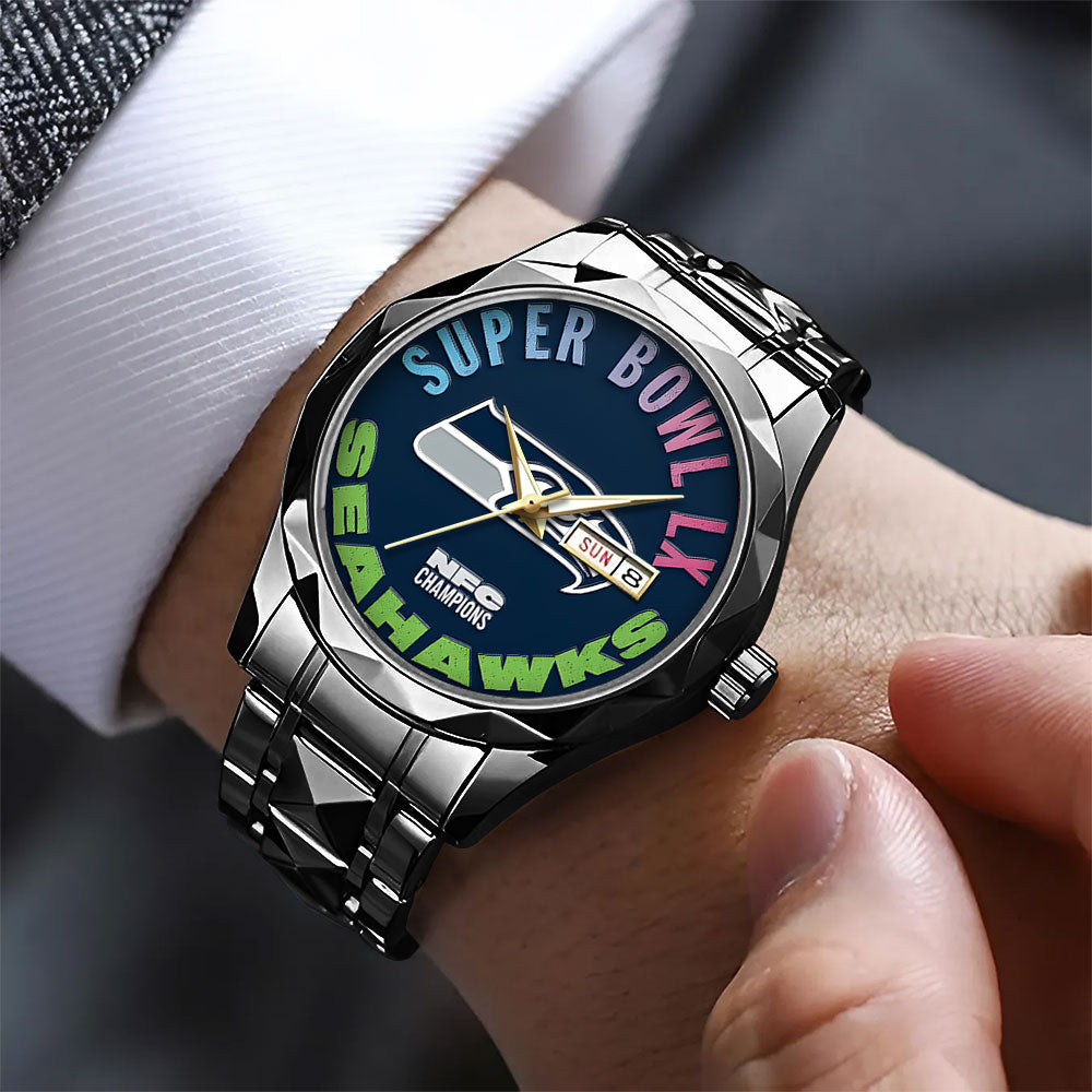 Seattle Seahawks 2025 NFC Champions Alloy Luxury Quartz Watch - TANTN20638