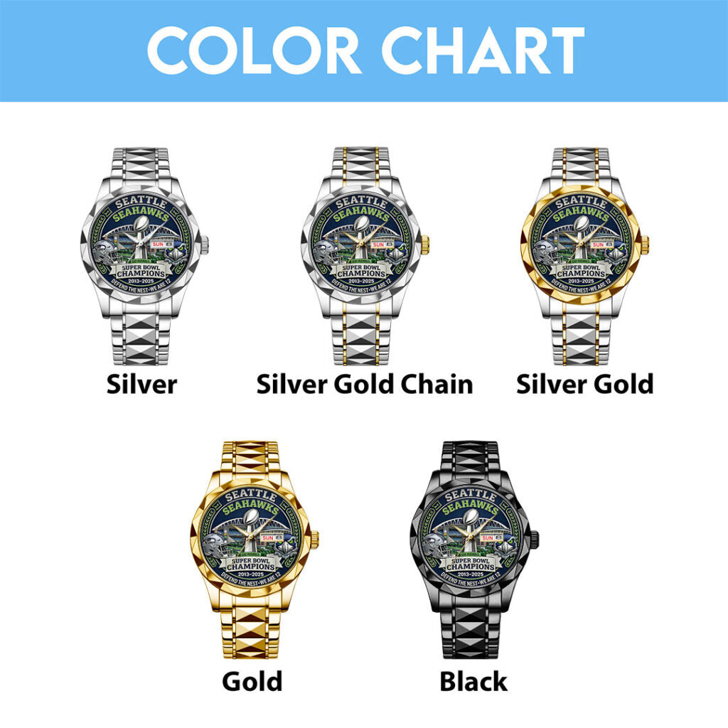 Seattle Seahawks 2025 Super Bowl LX Champions Alloy Luxury Quartz Watch - TANTN21044