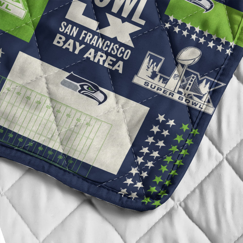 Seattle Seahawks 2025 Super Bowl LX Champions Quilt Blanket - TMTHU3942