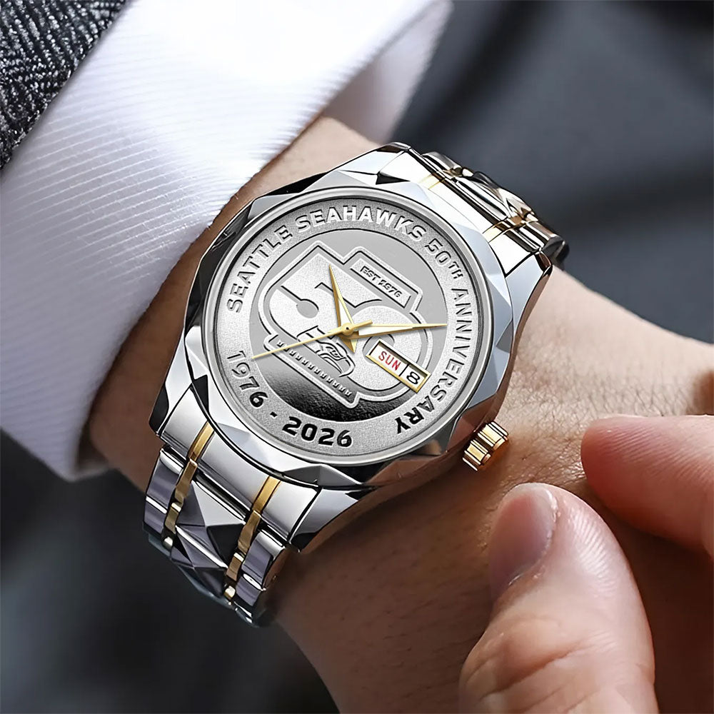 Seattle Seahawks 50th Anniversary Alloy Luxury Quartz Watch - MAITM14448