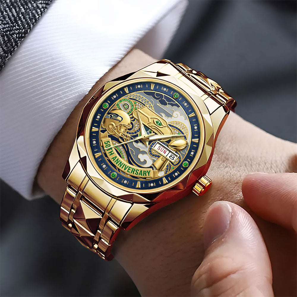 Seattle Seahawks 50th Anniversary Alloy Luxury Quartz Watch - MAITM14462