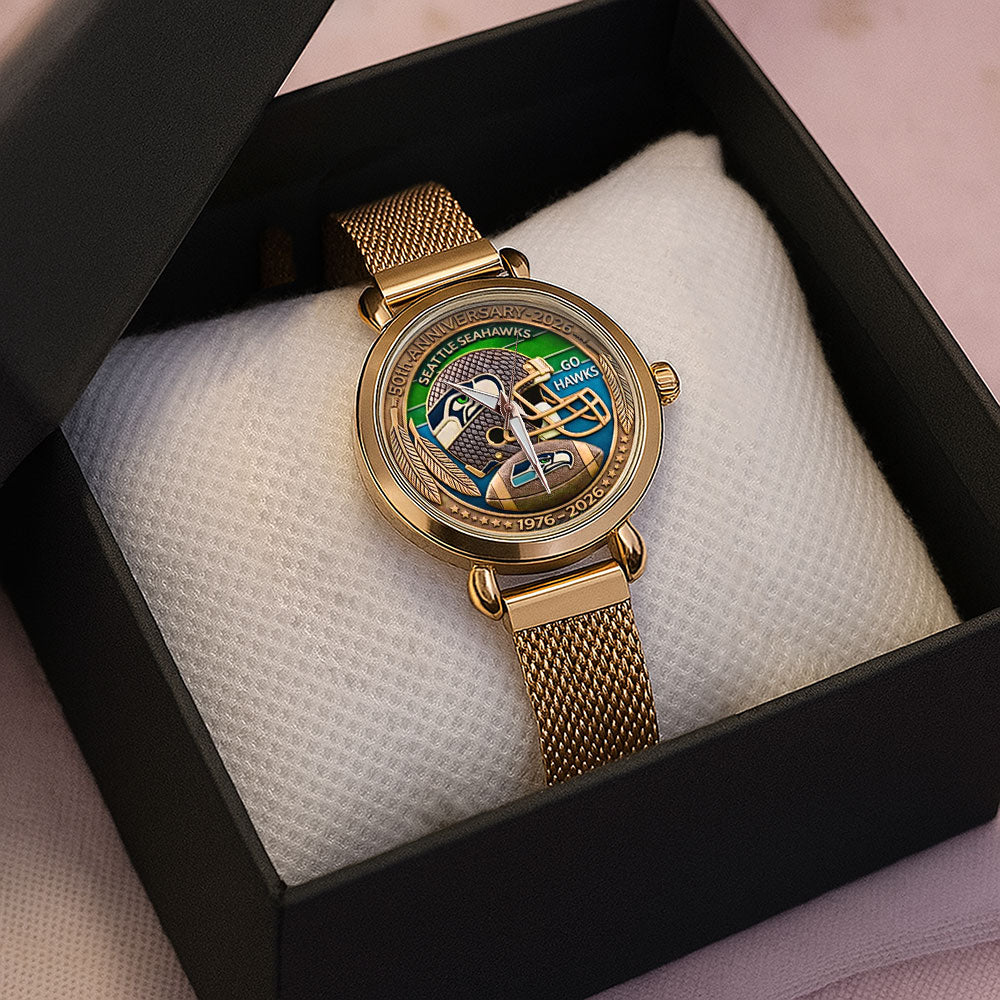 Seattle Seahawks 50th Anniversary Mesh Strap Quartz Watch - MAITM14749