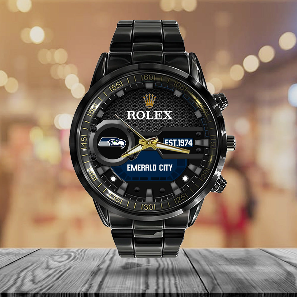 Seattle Seahawks x Rolex Black Stainless Steel Watch - MAITM13221