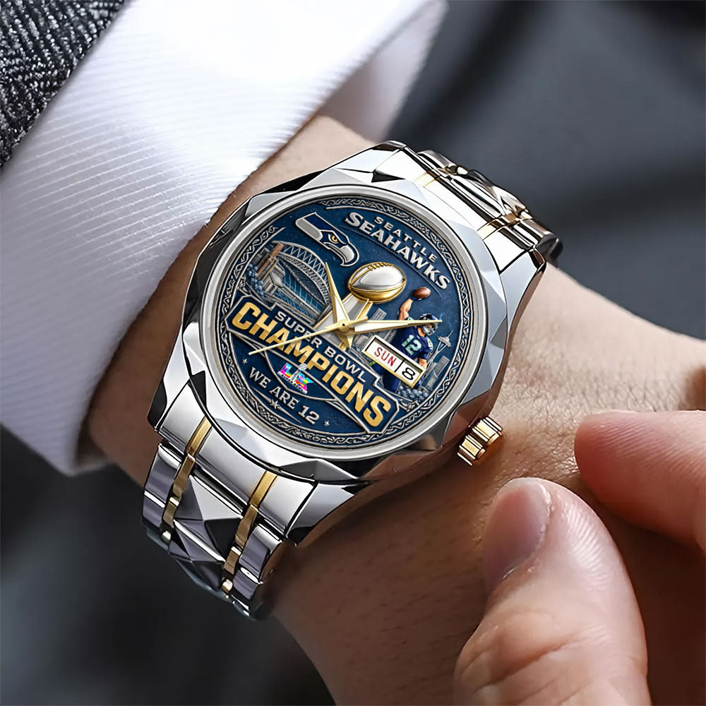 Seattle Seahawks Super Bowl LX Champions Alloy Luxury Quartz Watch - MAITM14780