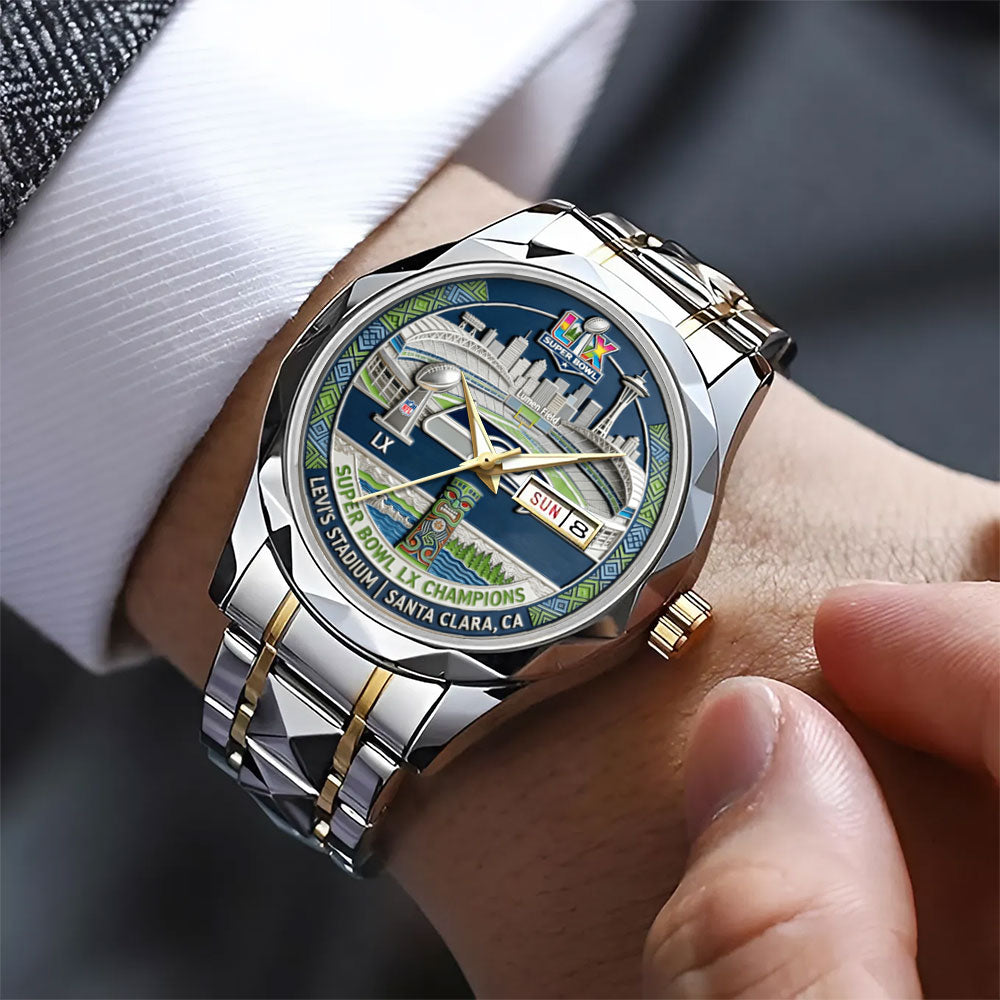 Seattle Seahawks Super Bowl LX Champions Alloy Luxury Quartz Watch - MAITM14837