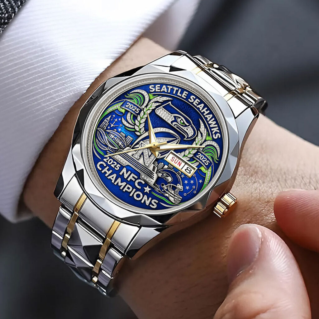 Seattle Seahawks 2025 NFC Champions Alloy Luxury Quartz Watch - TMTHU3731
