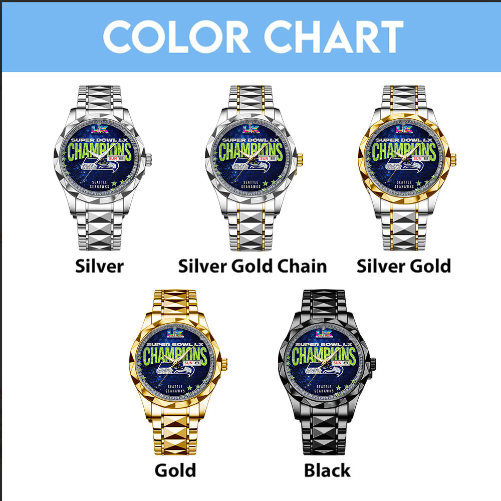 Seattle Seahawks 2025 Super Bowl LX Champions Alloy Luxury Quartz Watch - GNE5034
