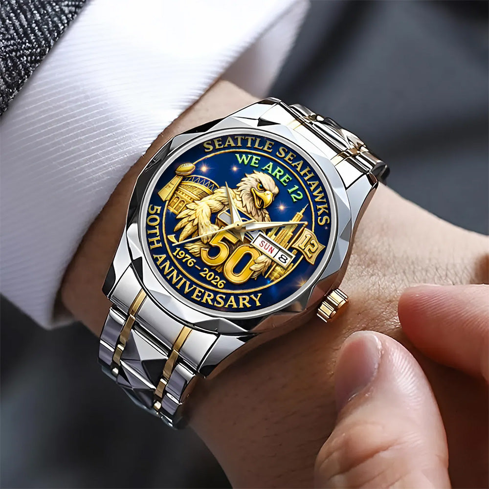 Seattle Seahawks 50th Anniversary Alloy Luxury Quartz Watch - TANTN20189