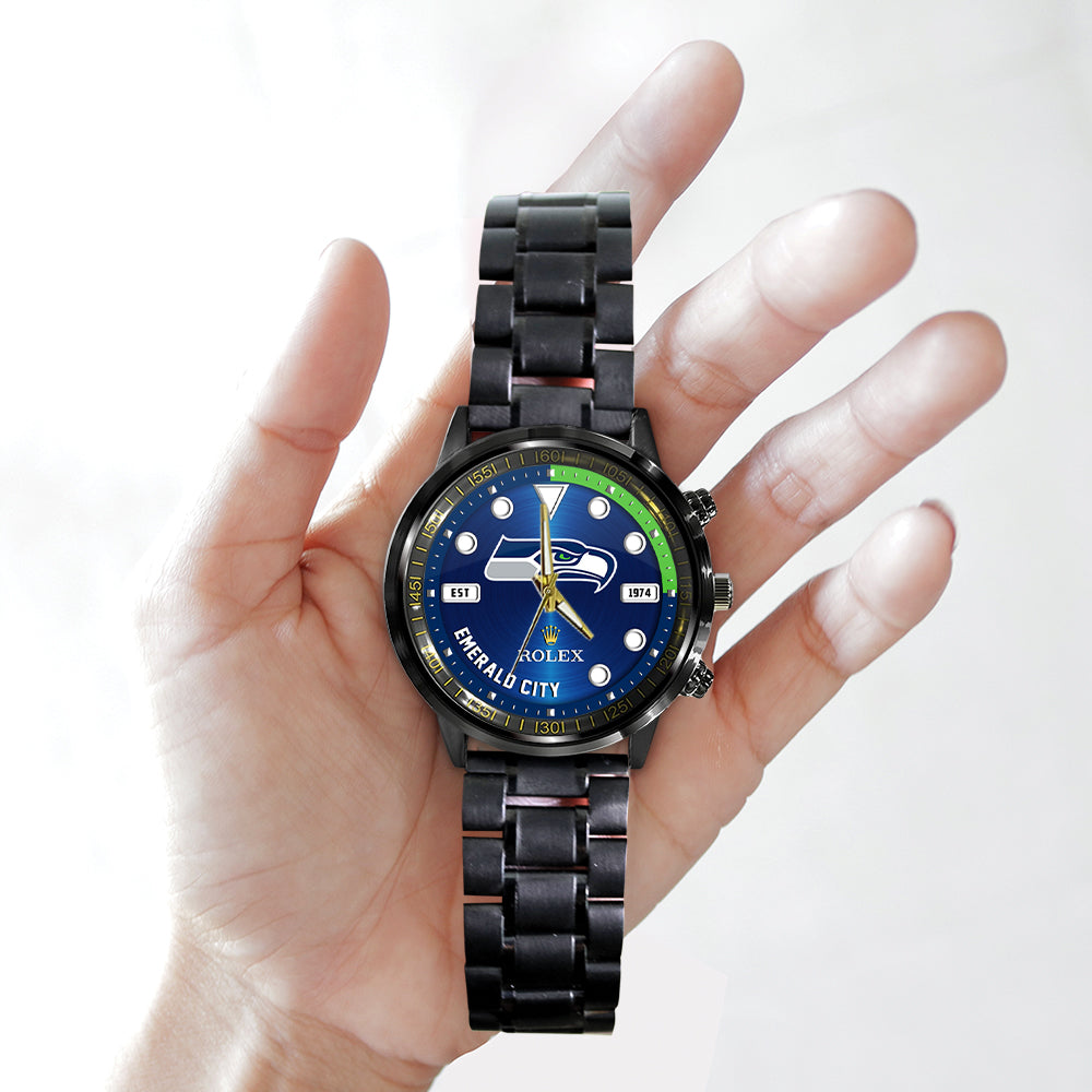 Seattle Seahawks x Rolex Black Stainless Steel Watch - MAITM13246